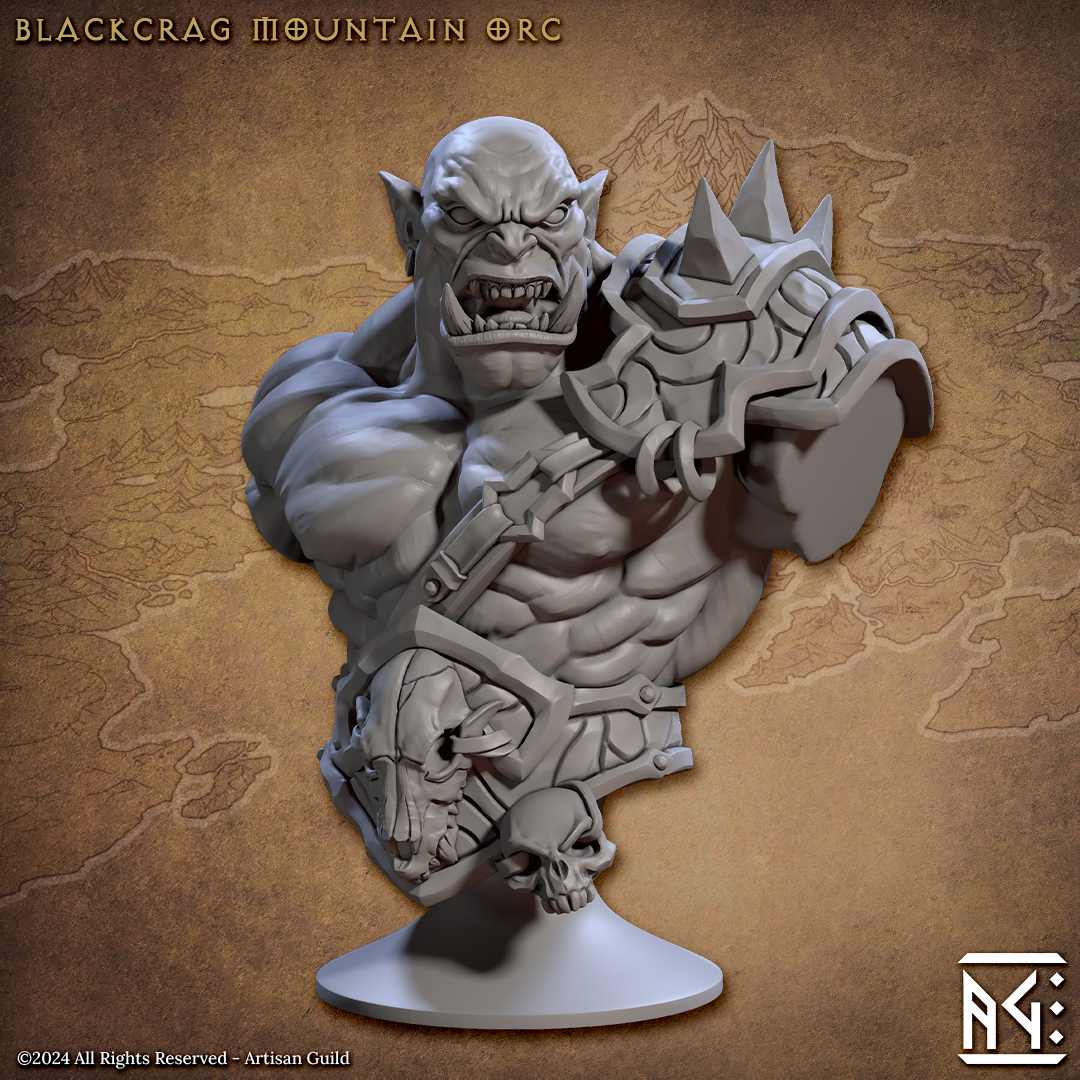 Blackcrag Mountain Orc Bust 3D-printed model