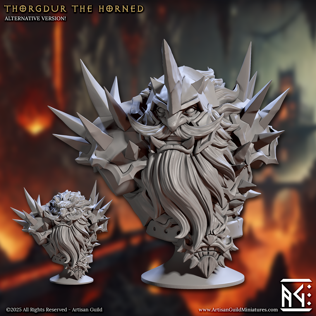 Thorgdur The Horned Bust 3D-printed model