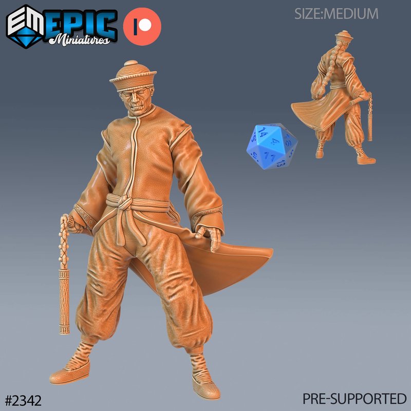 Zombie Kung Fu Monk 3D-printed model