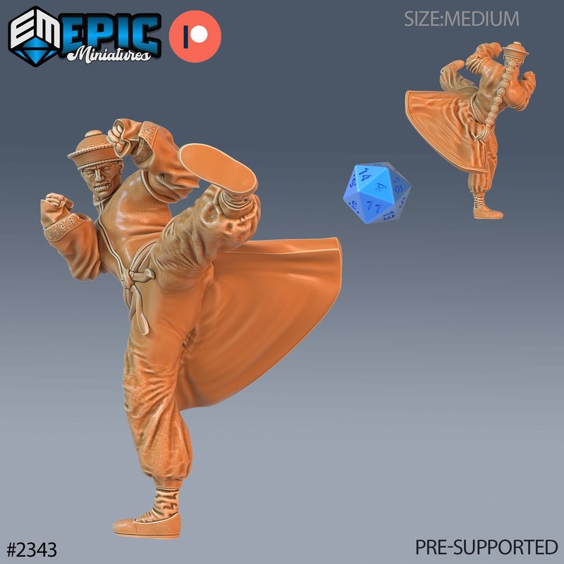 Zombie Kung Fu Monk 3D-printed model