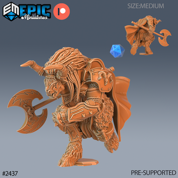 Wooly Minotaur Paladin 3D-printed model