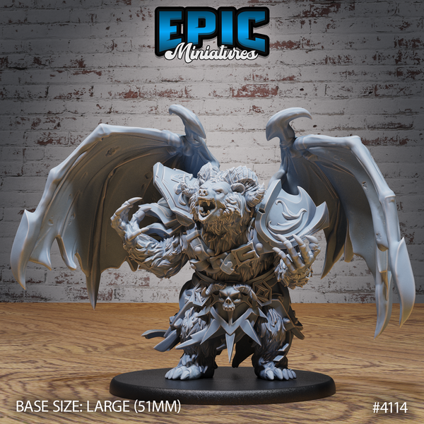 Winged Bear Druid 3D-printed model