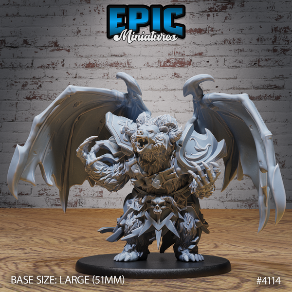 Winged Bear Druid 3D-printed model
