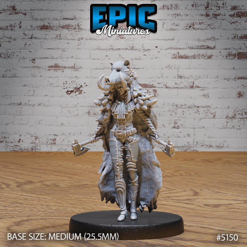 Boar Coat Warrior Lady 3D-printed model