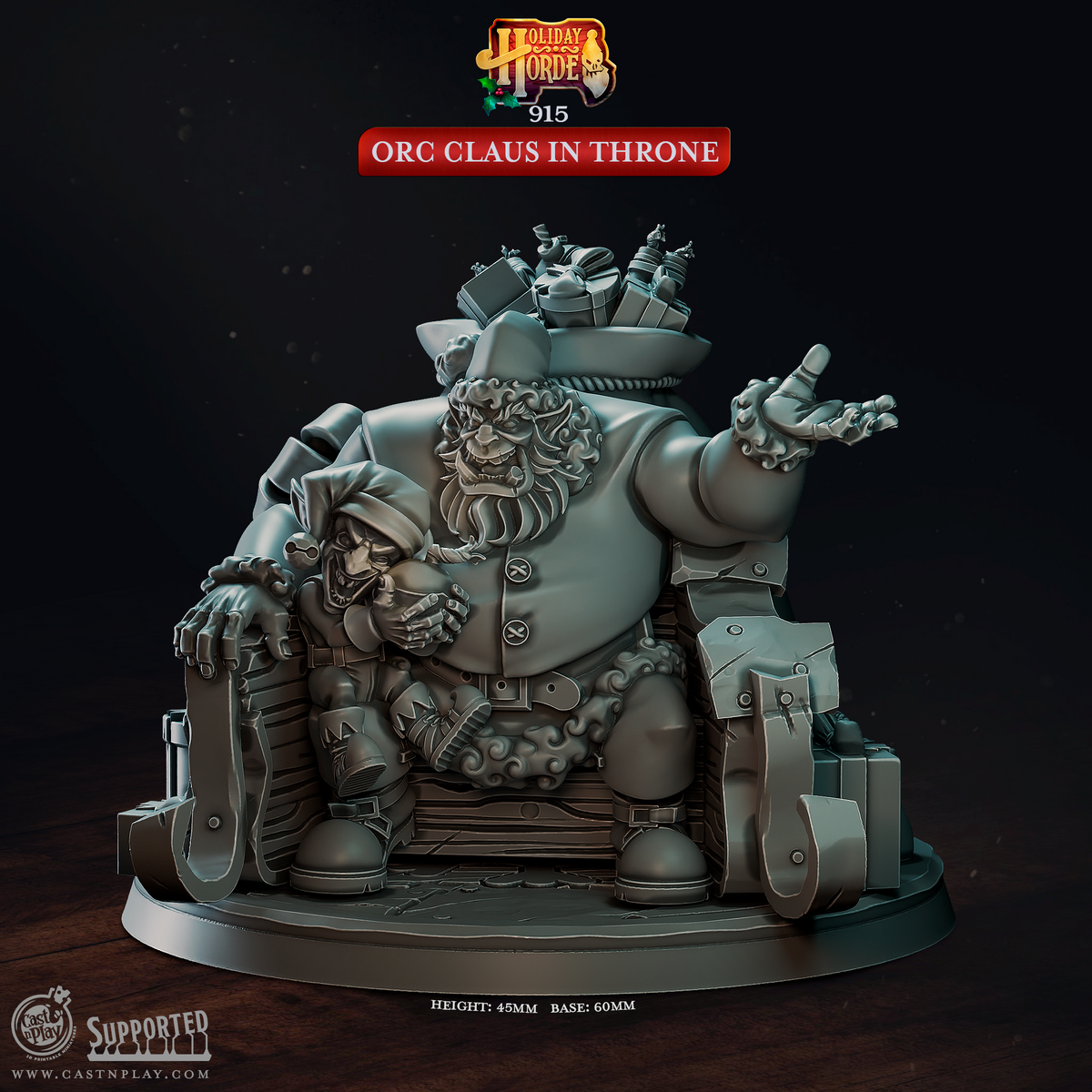 Orc Claus in Throne 3D-printed model