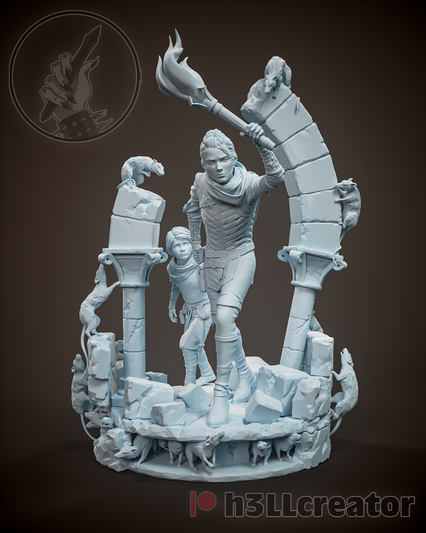 Amicia and Hugo 3D-printed model