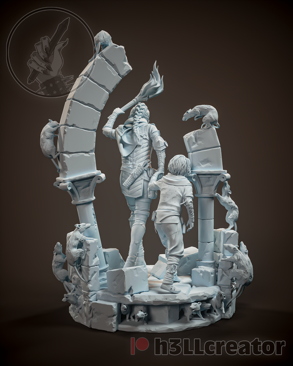 Amicia and Hugo 3D-printed model