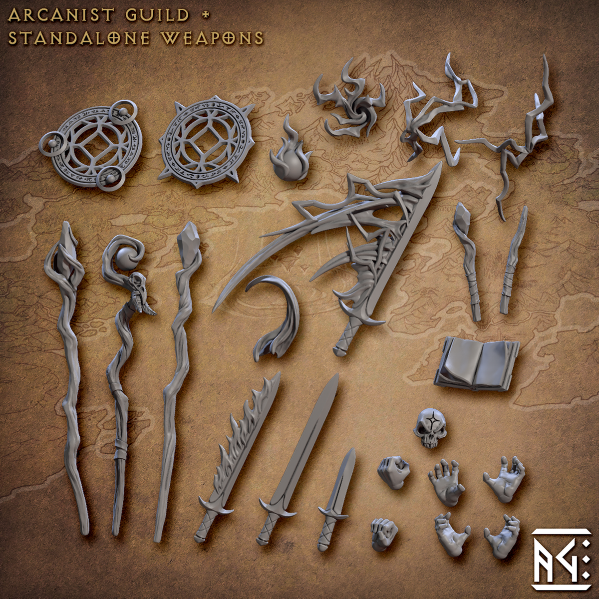 Arcanist Guild Standalone Weapons - The Printable Dragon