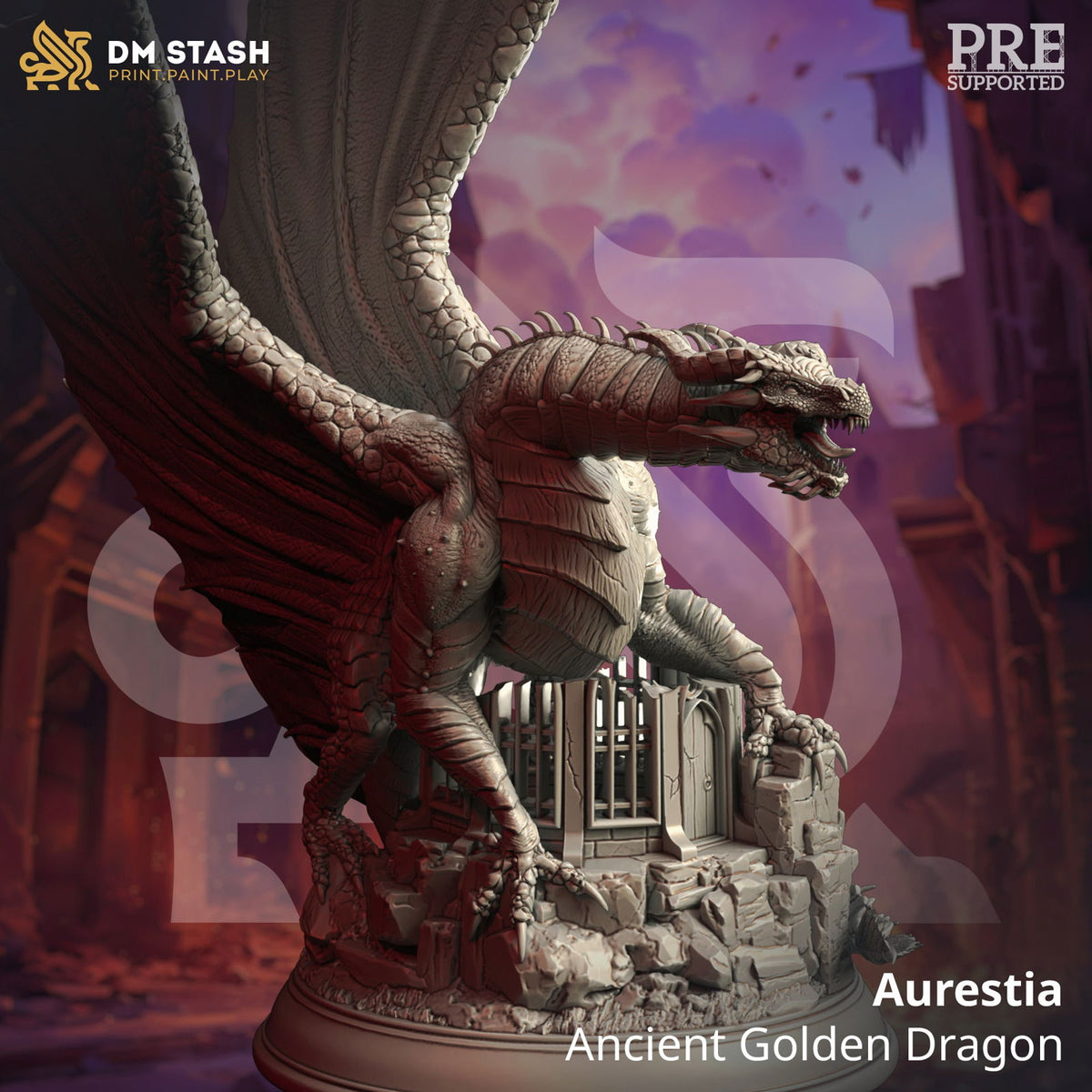 Aurestia Ancient Golden Dragon - The Printable Dragon