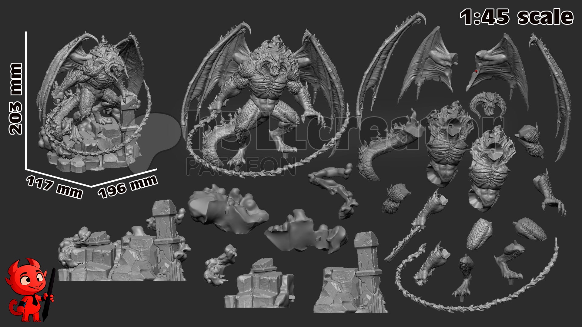Balrog Bust 3D-printed model