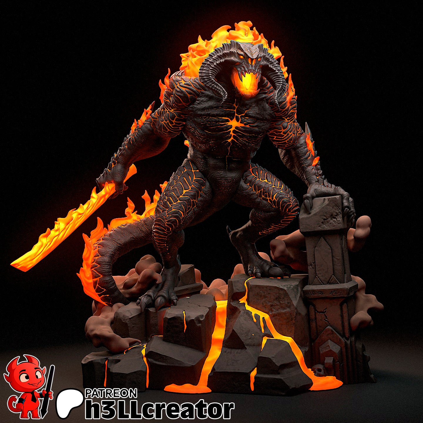 Balrog Bust 3D-printed model