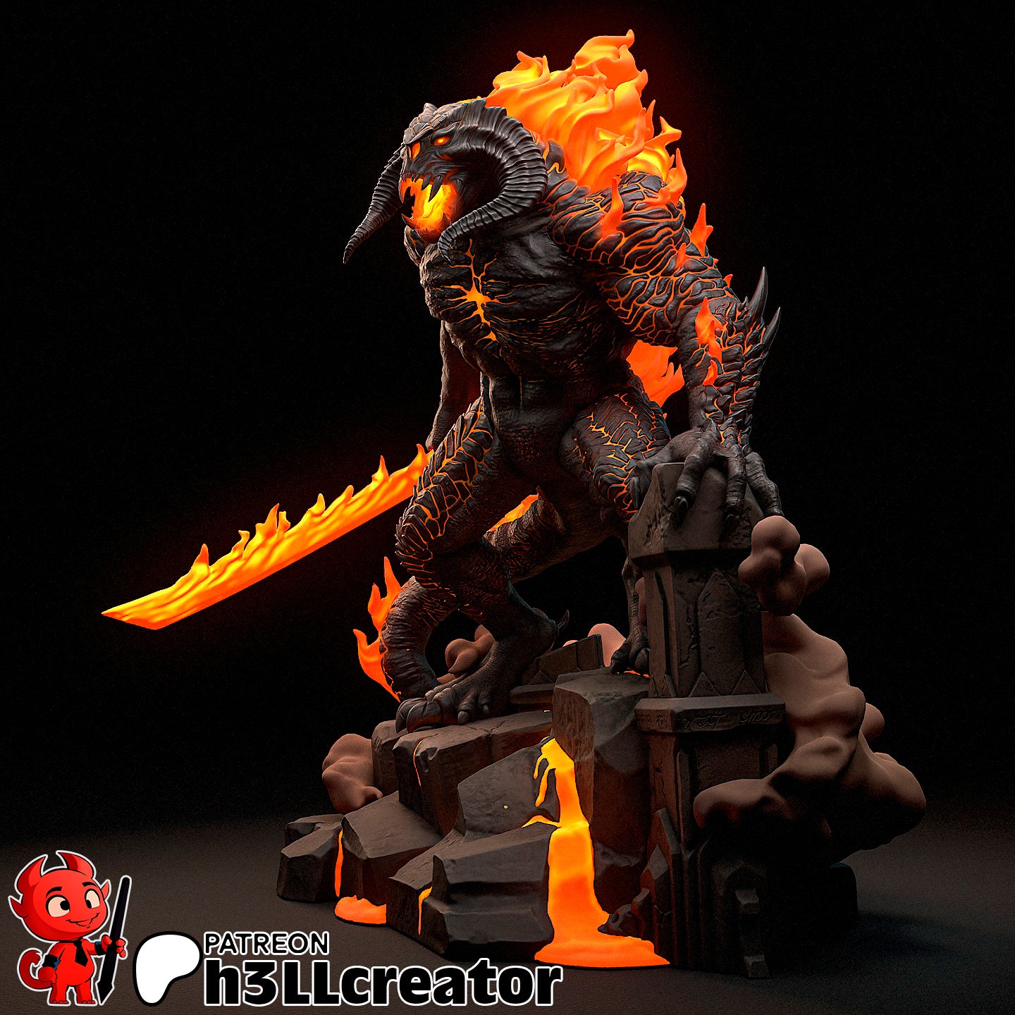 Balrog Bust 3D-printed model