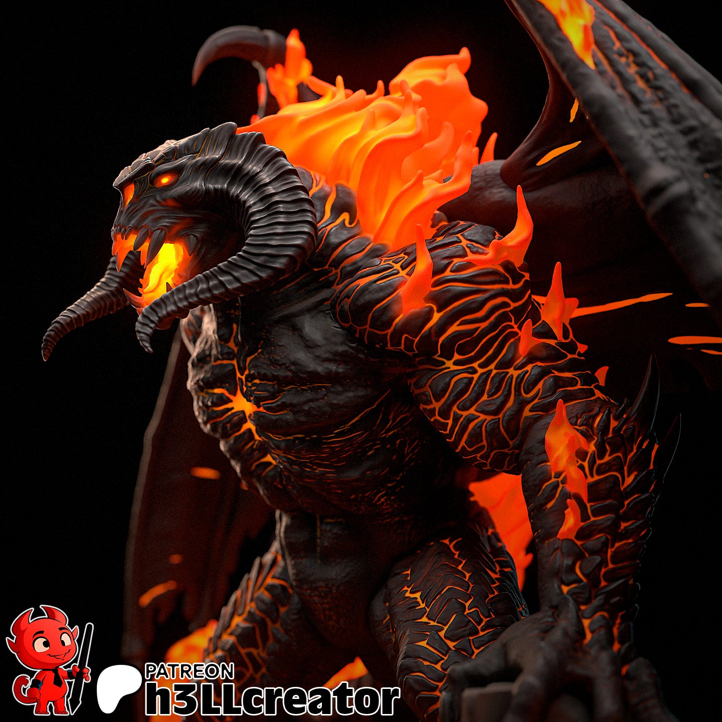 Balrog Bust 3D-printed model