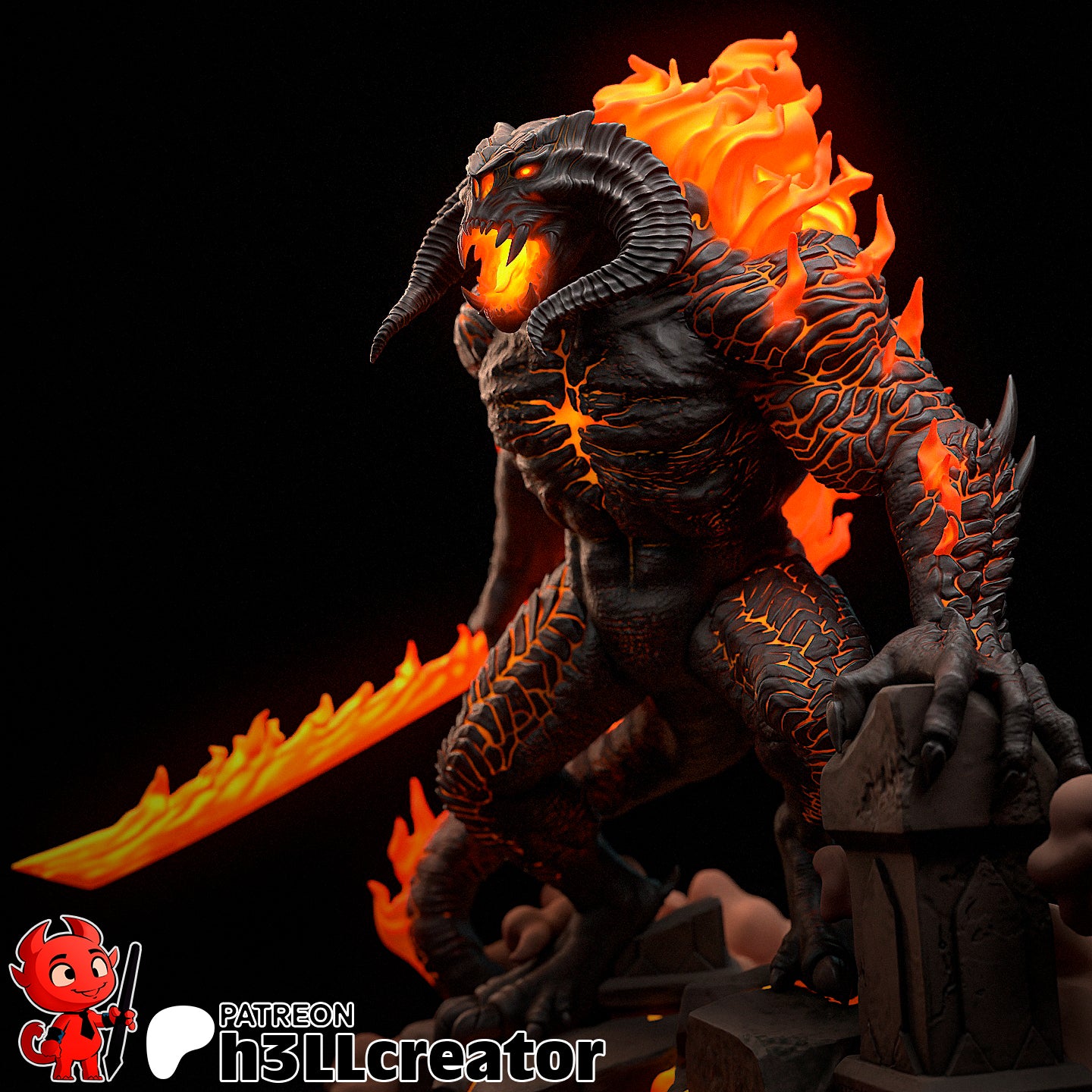 Balrog Bust 3D-printed model