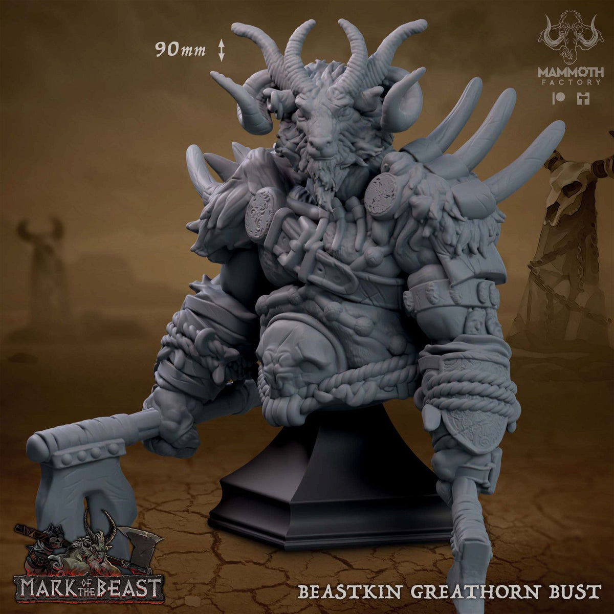 Beastkin Greathorn Bust - The Printable Dragon