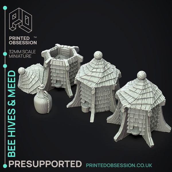 Bee Hives & Meed 3D-printed model