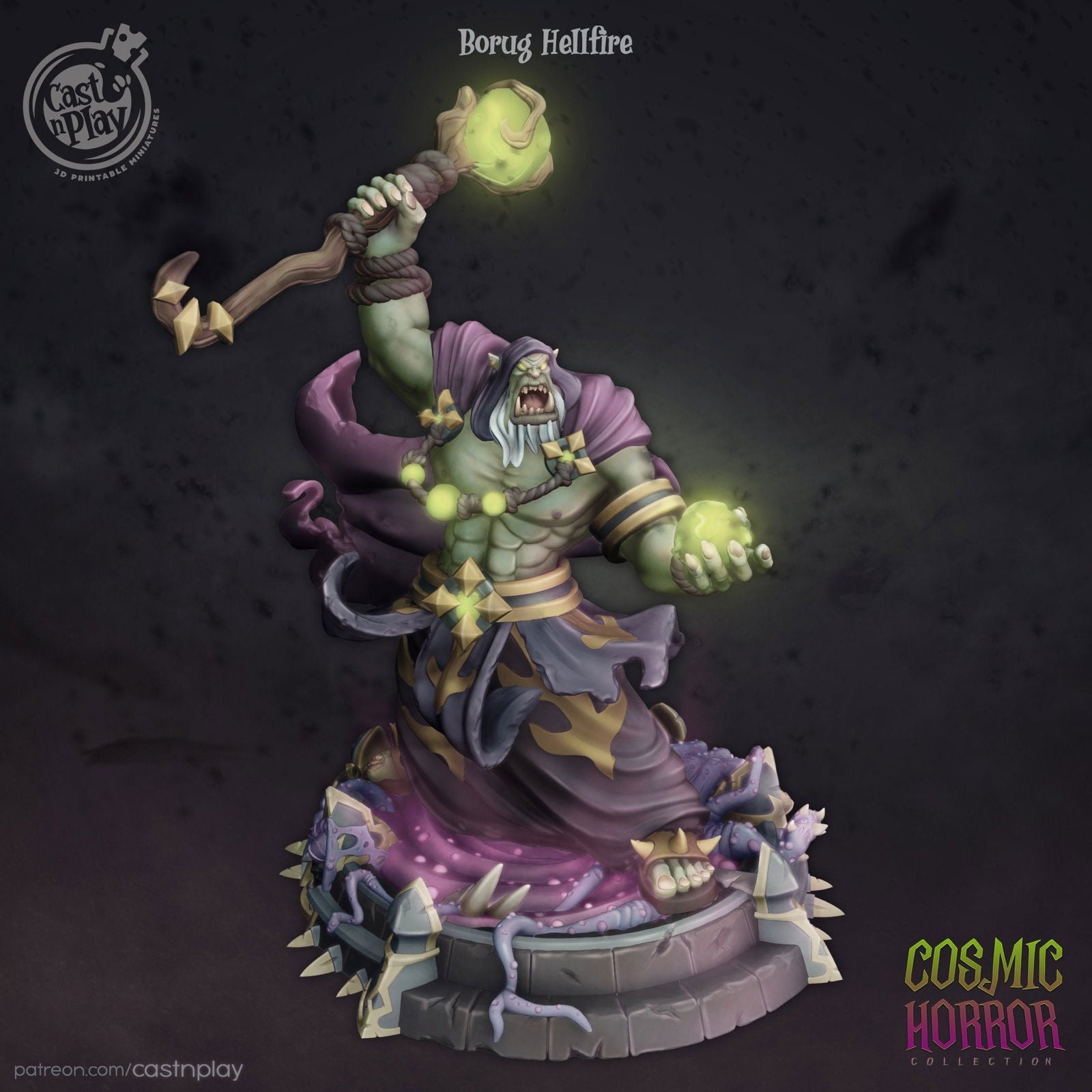 Borug Hellfire - Orc Warlock - The Printable Dragon