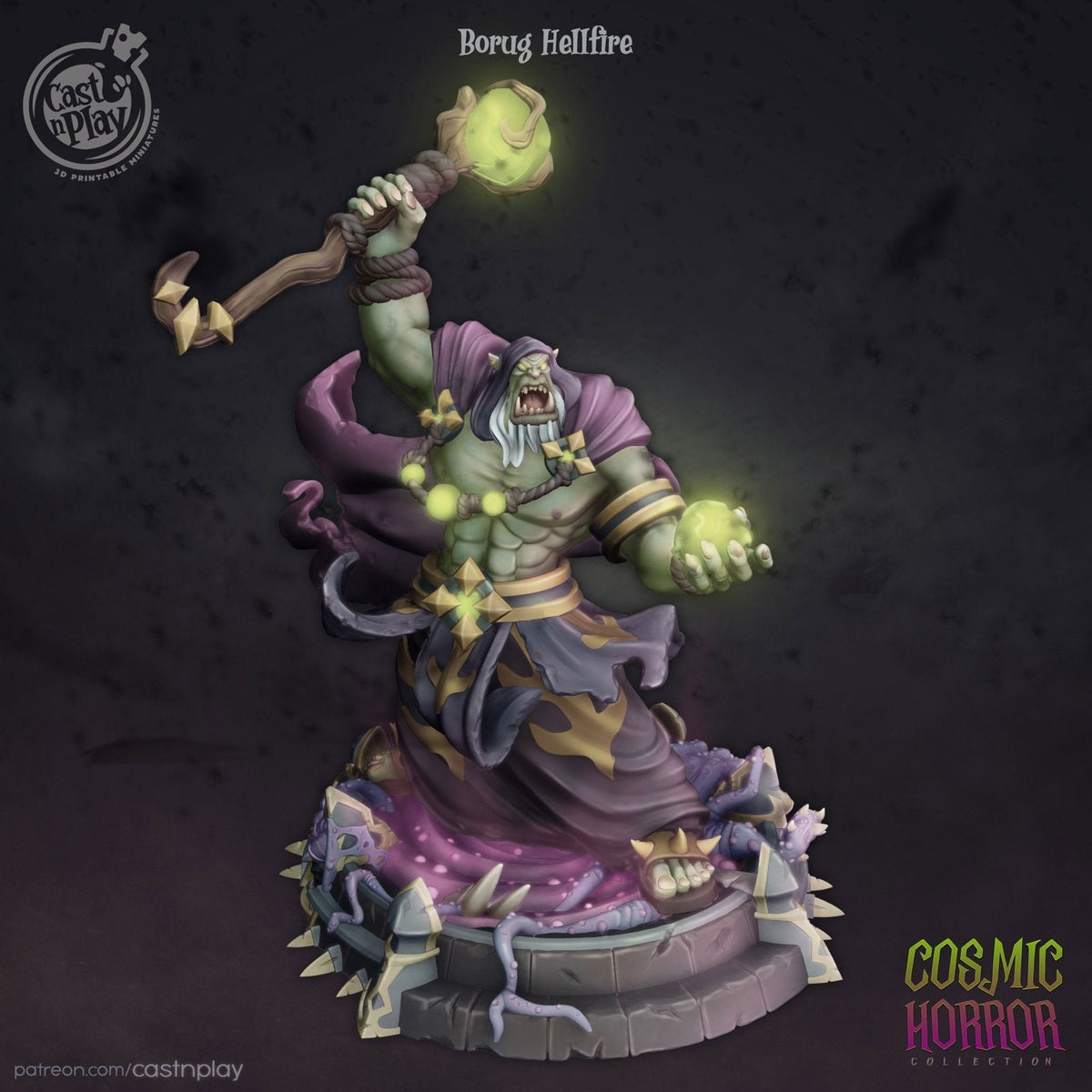 Borug Hellfire - Orc Warlock - The Printable Dragon