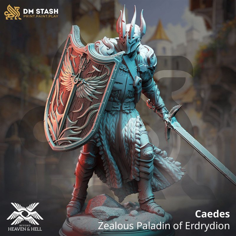 Caedes - Zealous Paladin of Erdrydion 3D-printed model