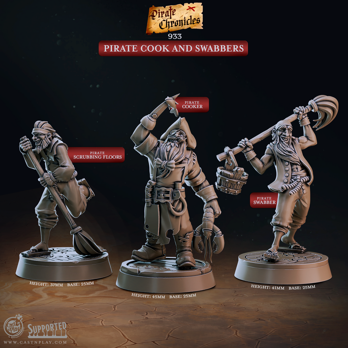 Pirate Cook & Swabbers 3D-printed model