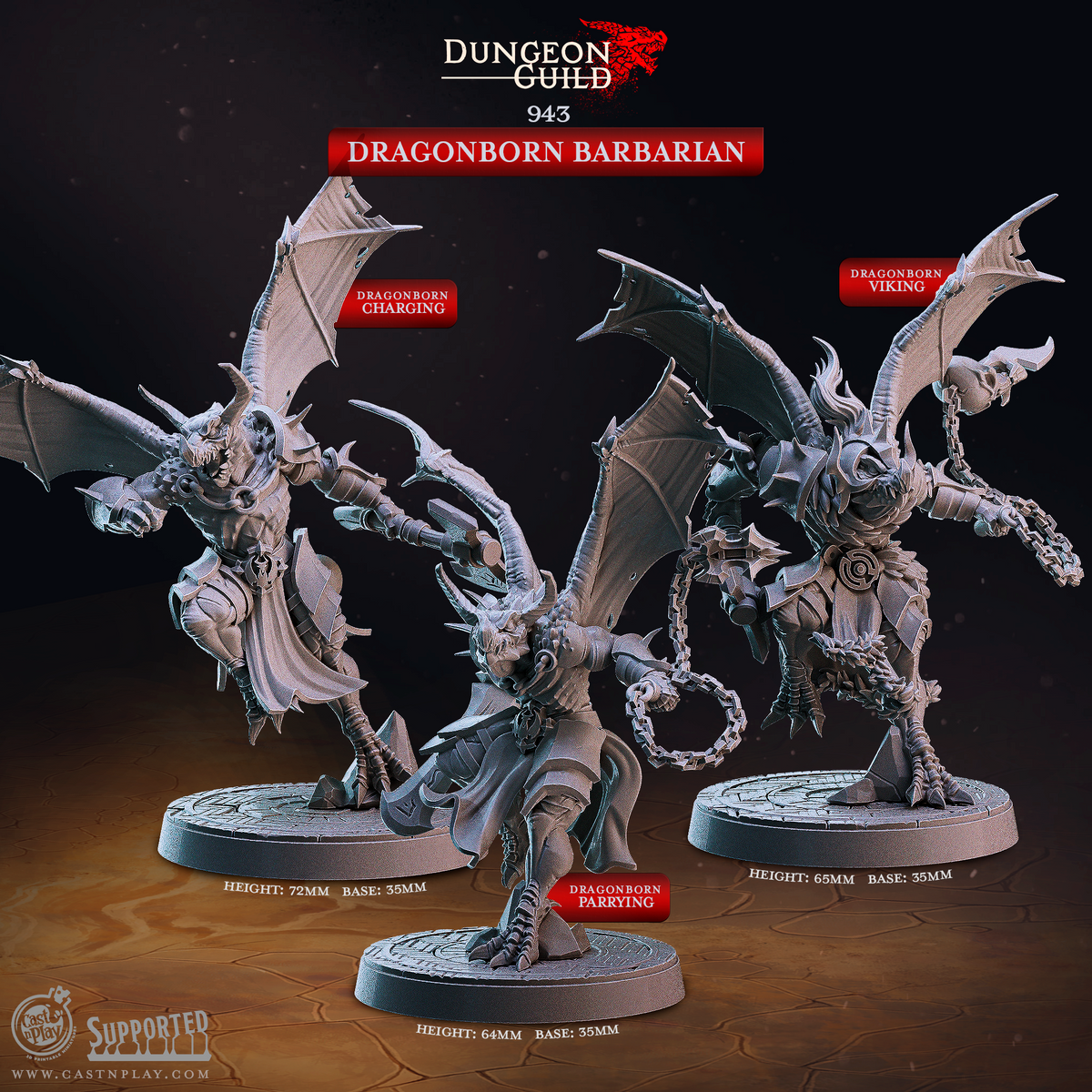 Dragonborn Barbarian 3D-printed model