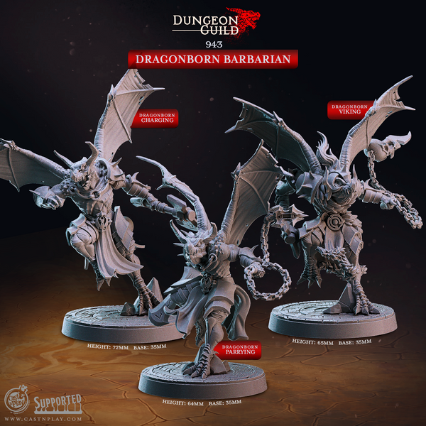 Dragonborn Barbarian 3D-printed model