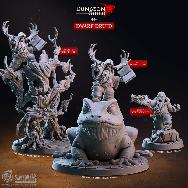 Dwarf Druid 3D-printed model