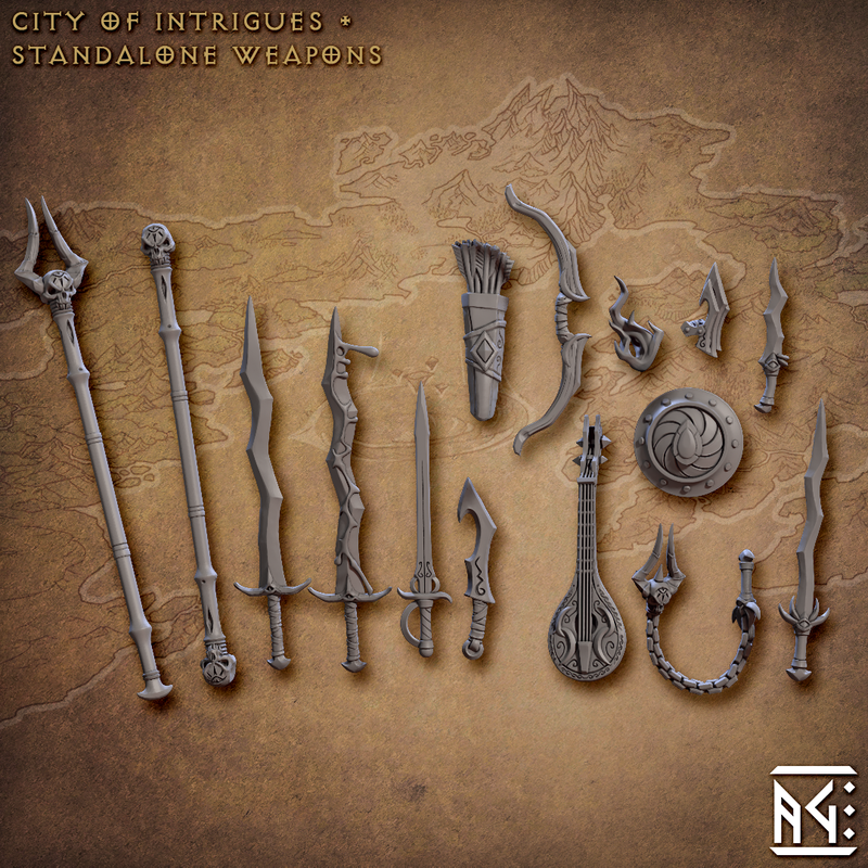 City Of Intrigues Weapon Pack 3D-printed model
