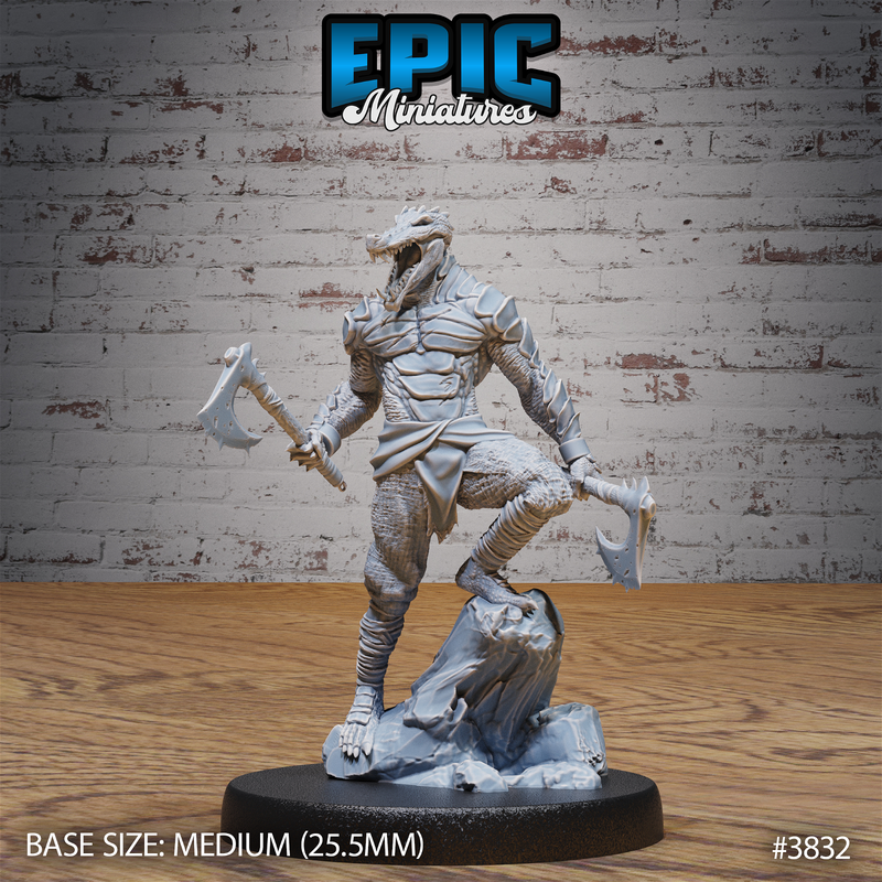 Crocodile Folk Warrior 3D-printed model