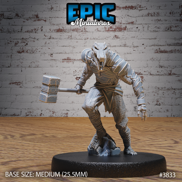 Crocodile Folk Warrior 3D-printed model