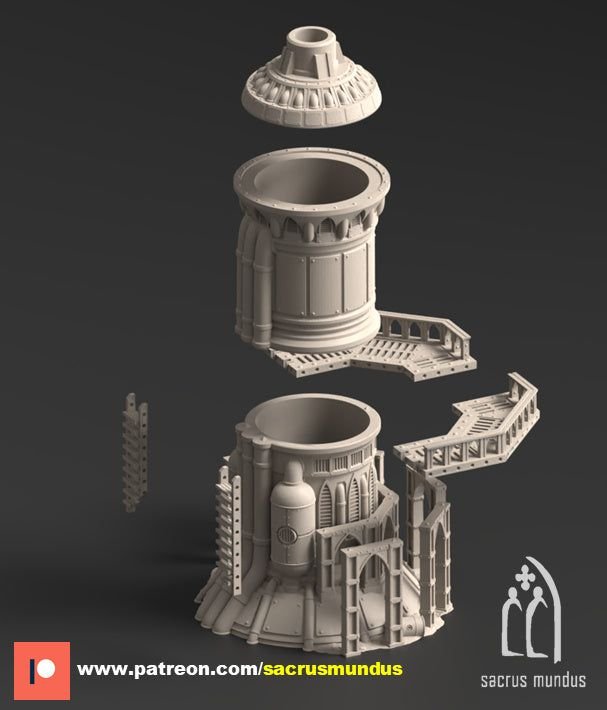 Damochles Industrial Ruins Chimney A 3D-printed model