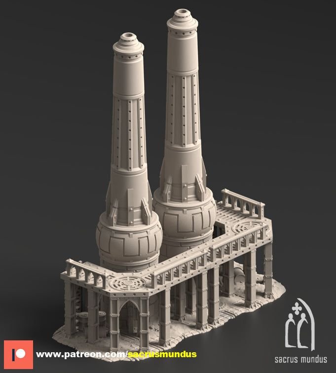 Damochles Industrial Ruins Chimney C 3D-printed model
