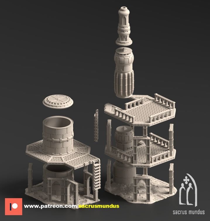 Damochles Industrial Ruins Platforms 3D-printed model