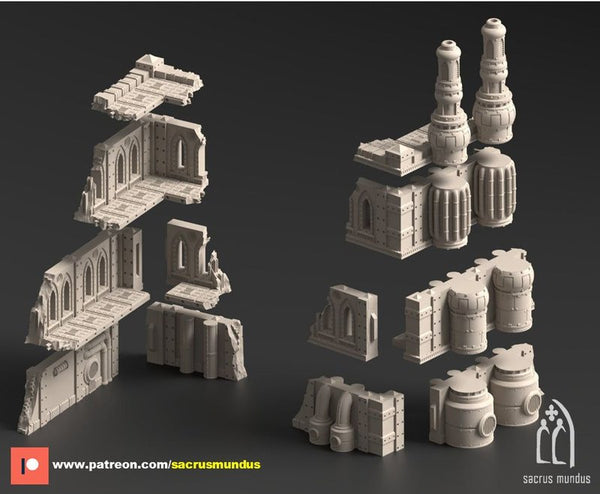 Damochles Industrial Ruins Ruins B 3D-printed model