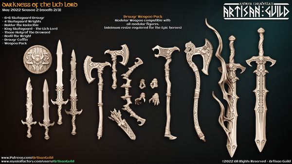 Darkness Of The Lich Lord Weapons and Hands Pack - The Printable Dragon