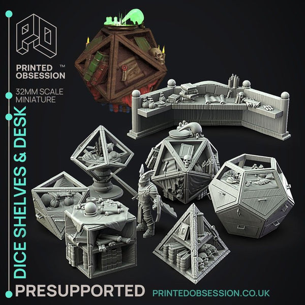 Dice Shelves & Desk 3D-printed model