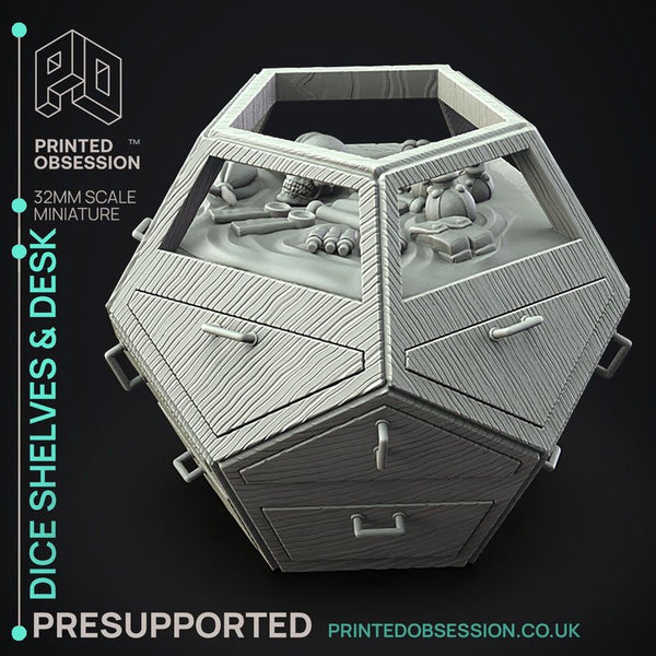 Dice Shelves & Desk 3D-printed model