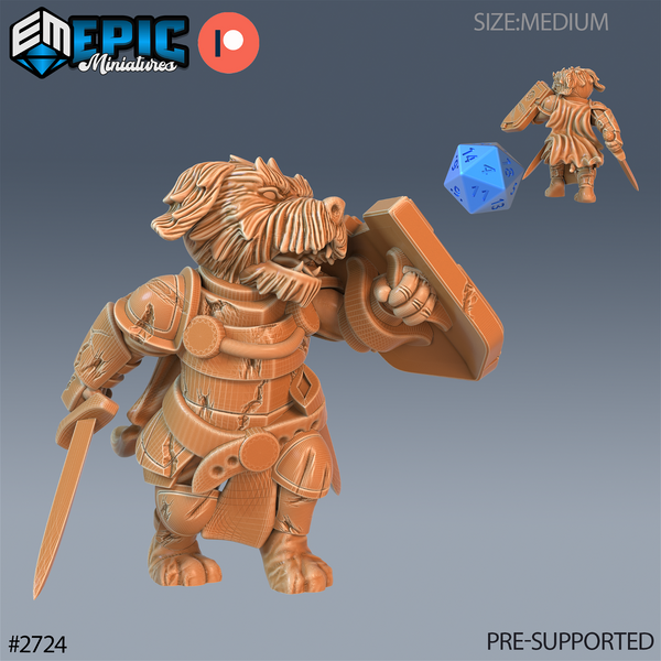 Dog Folk Tribe Knight - The Printable Dragon