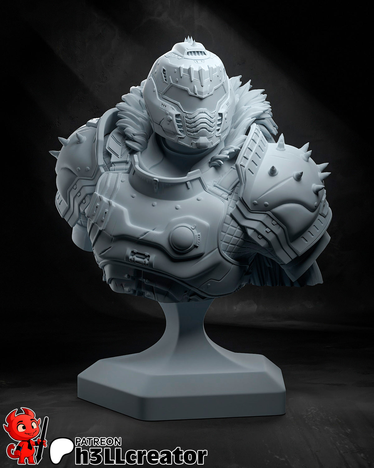 Doom Guy Bust 3D-printed model