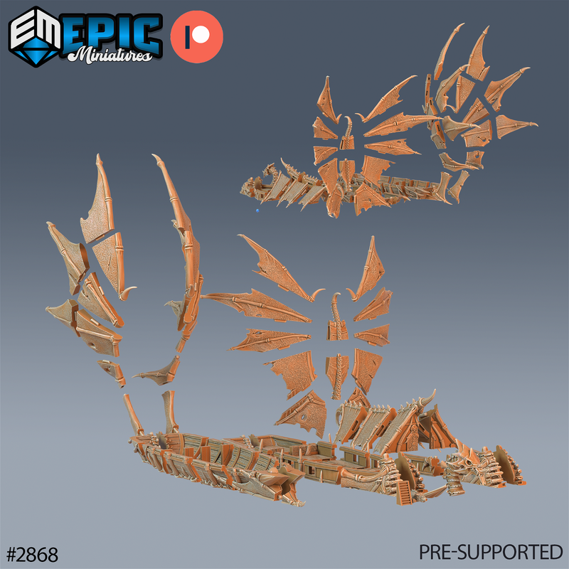 Dragon Bone Pirate Ship 3D-printed model