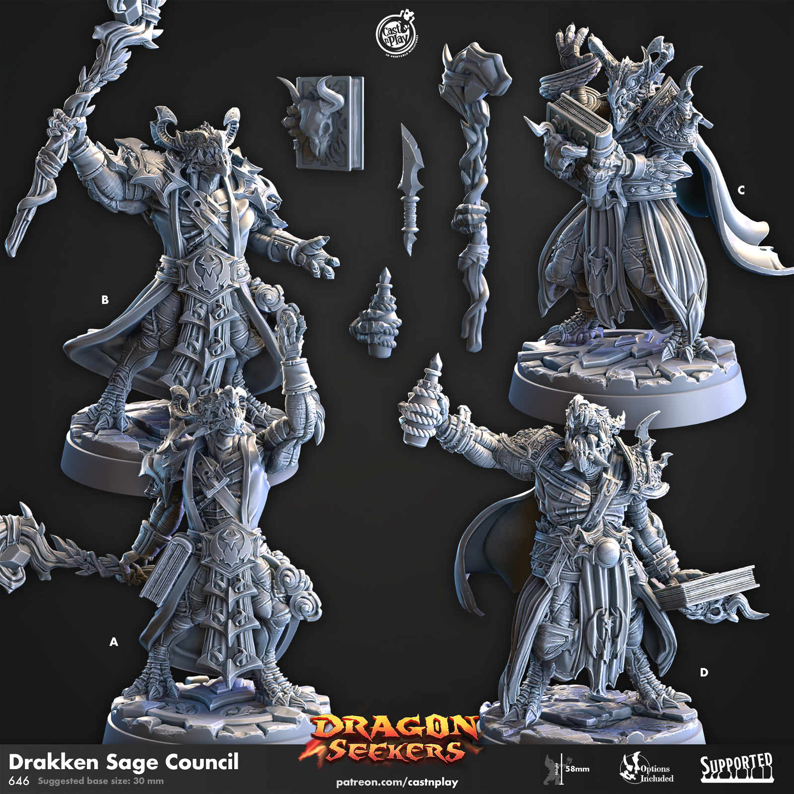 Drakken Sage Council - The Printable Dragon