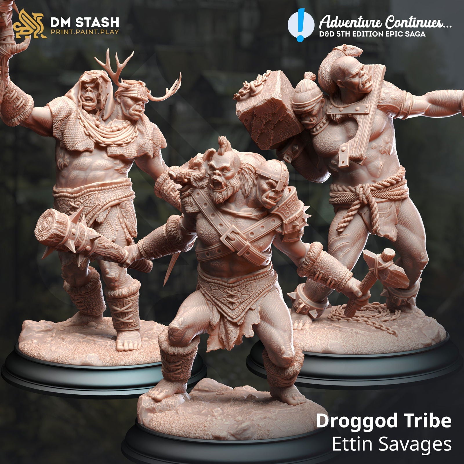 Droggod Tribe - Ettin Savages - The Printable Dragon