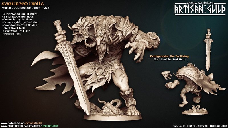 Drungvandel the Troll King 3D-printed model