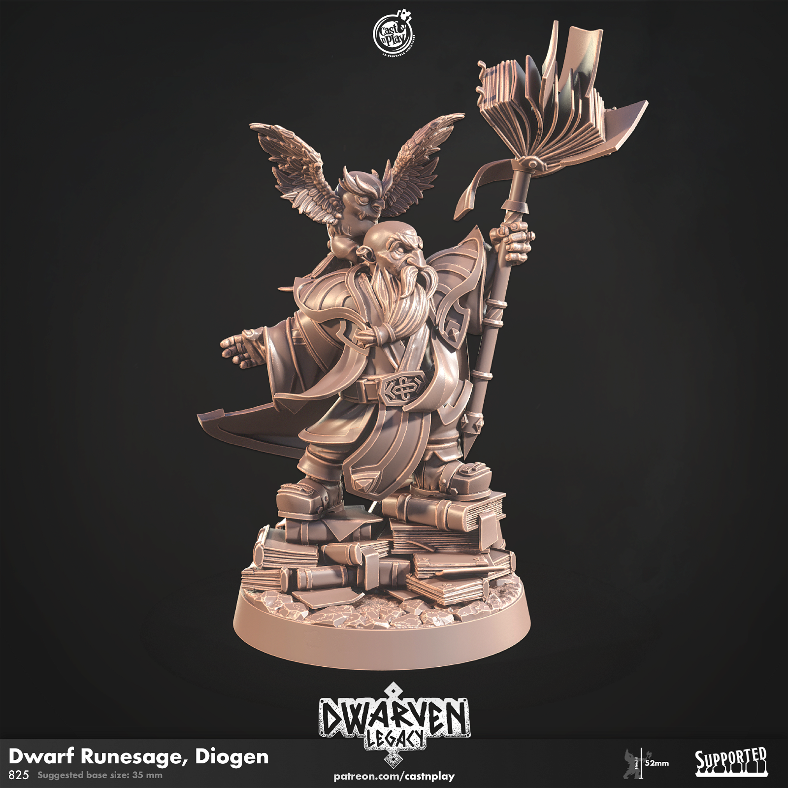 Dwarf Runesage, Diogen - The Printable Dragon