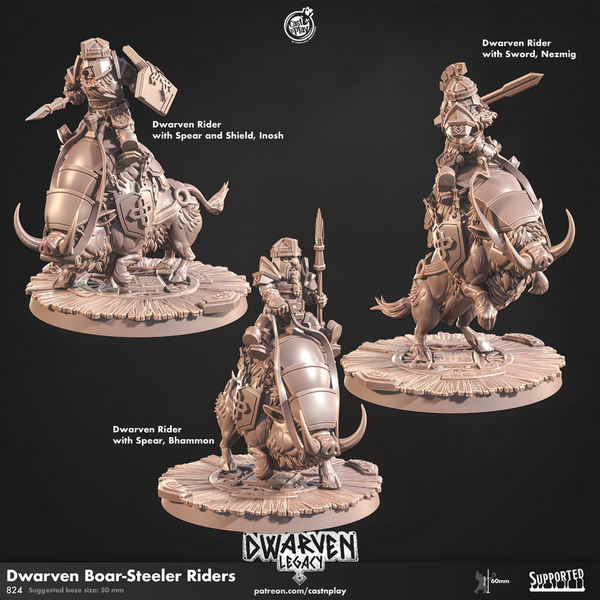 Dwarven Boar-Steeler Riders 3D-printed model