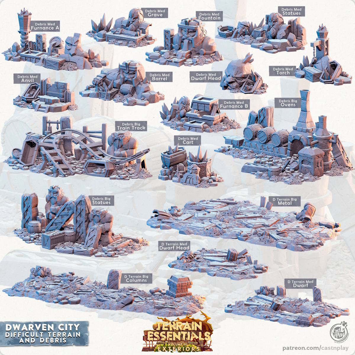 Dwarven City Debris And Difficult Terrain - The Printable Dragon