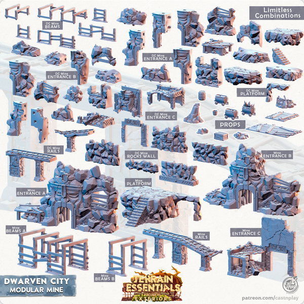 Dwarven City Modular Mine 3D-printed model