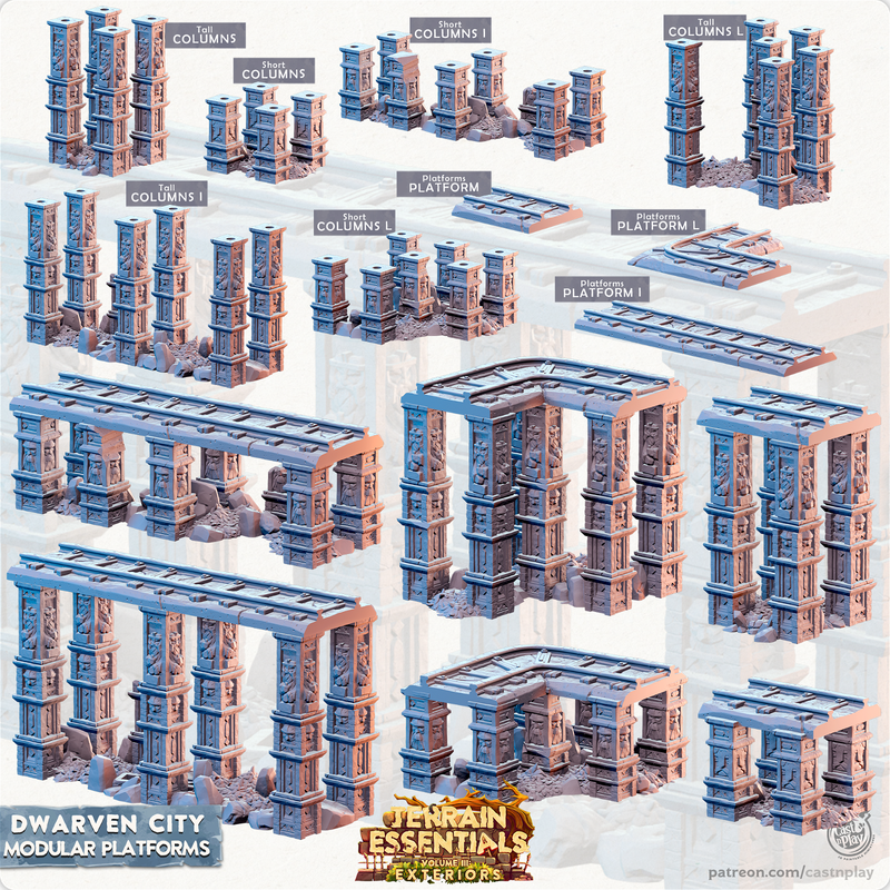 Dwarven City Modular Platforms 3D-printed model