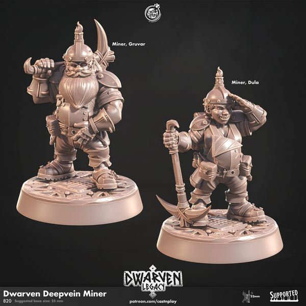 Dwarven Deepvein Delver 3D-printed model