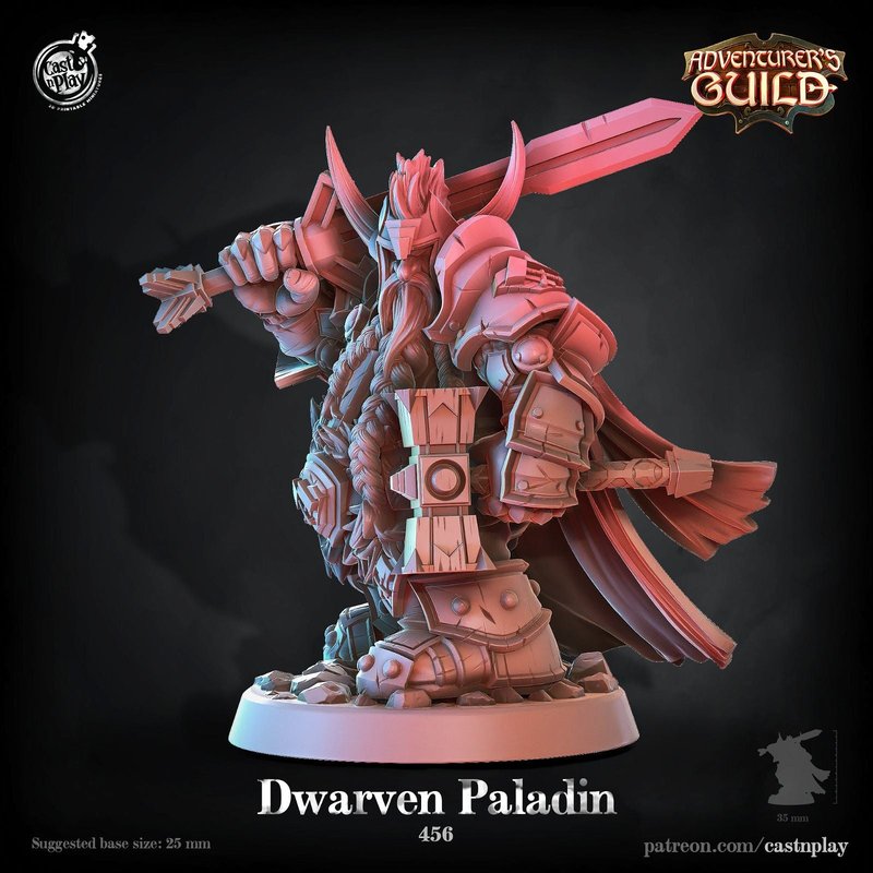 Dwarven Paladin 3D-printed model